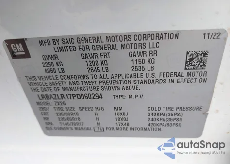 2023 Buick Envision Preferred Fwd from USA, damaged, VIN LRBAZLR47PD060294